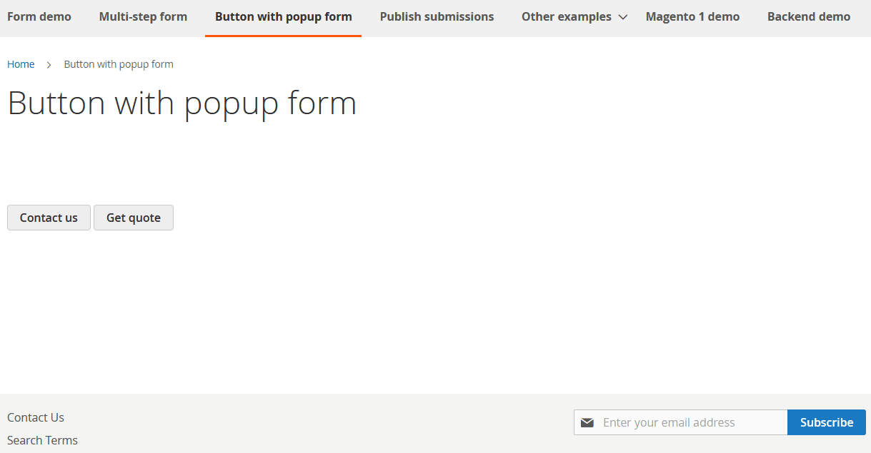 WebForms Pro M2 button with popup