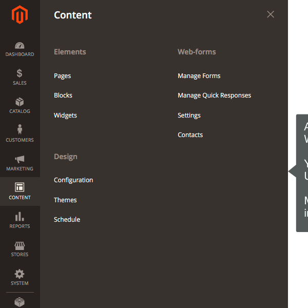 Webforms menu