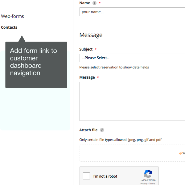 Customer dashboard