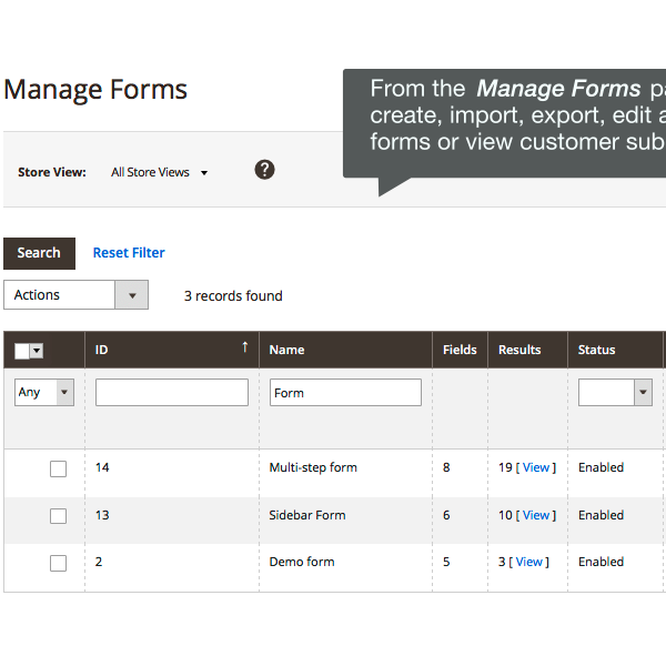Manage forms