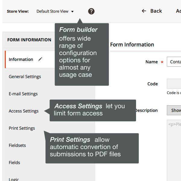 Form edit page