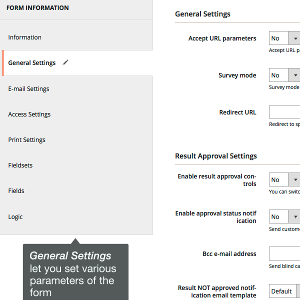 Form general settings