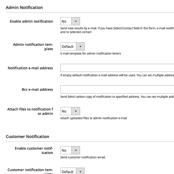 Form email settings