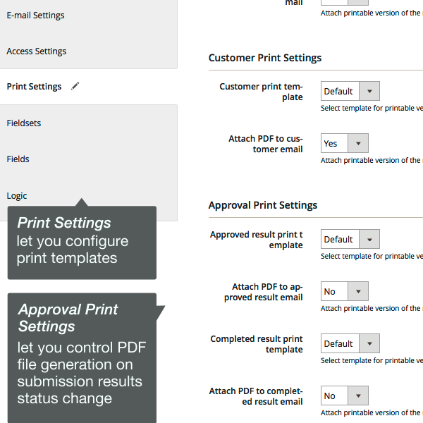 Form print settings