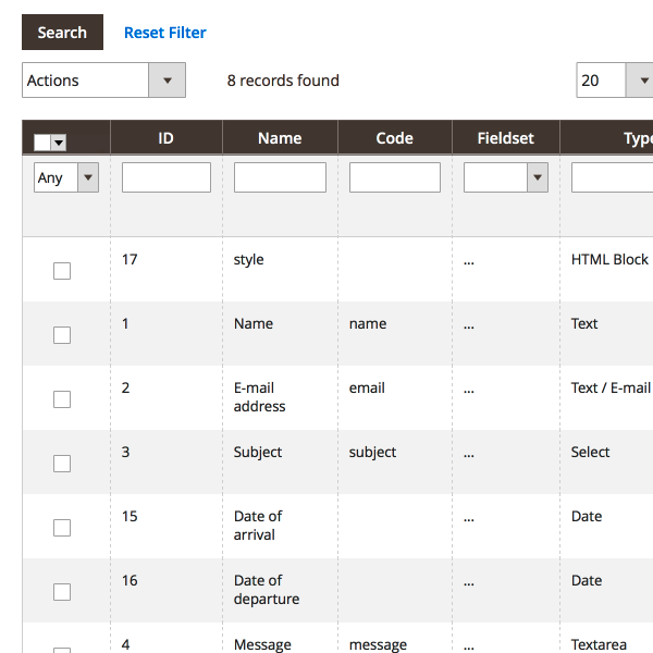 Manage fields